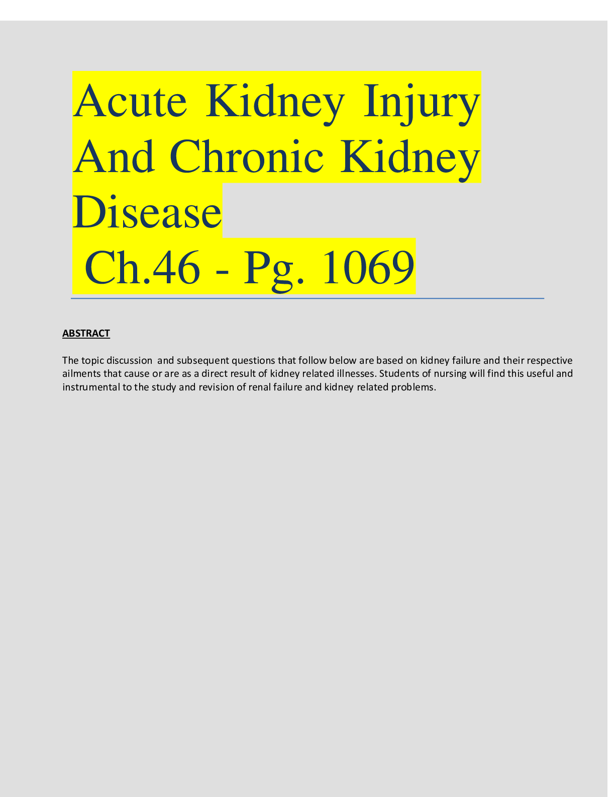 Preview image for Acute Kidney Injury And Chronic Kidney Diseases1